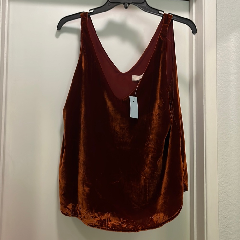 Loft medium petite burnt orange velvet sleeveless top